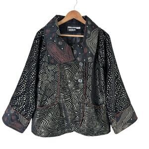 Yak Magik Silk Embroidered Oversized‎ Artsy Boho Jacket Traditional Wear, Medium